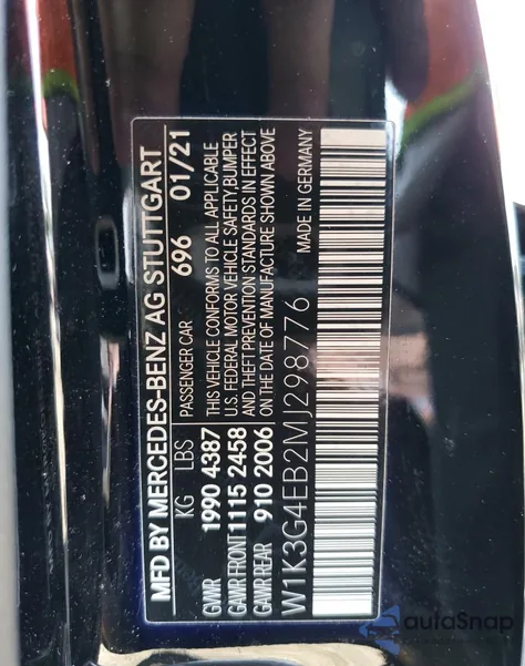 2021 Mercedes-Benz A 220 z USA, uszkodzony, nr VIN W1K3G4EB2MJ298776